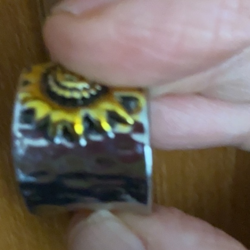 Sundance Two-Tone Silver and Gold Sunflower Cuff Ring - Picture 2 of 4